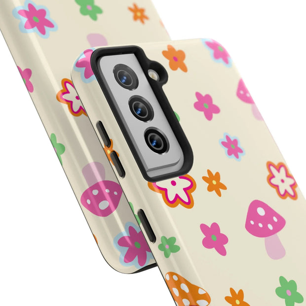 Retro Mushroom Flower Power Tough Phone Case LavenderCeleste