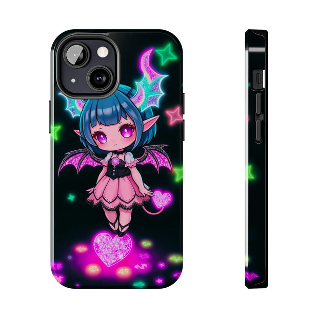 Kawaii Gothic Succubus Neon Heart Tough Phone Case
