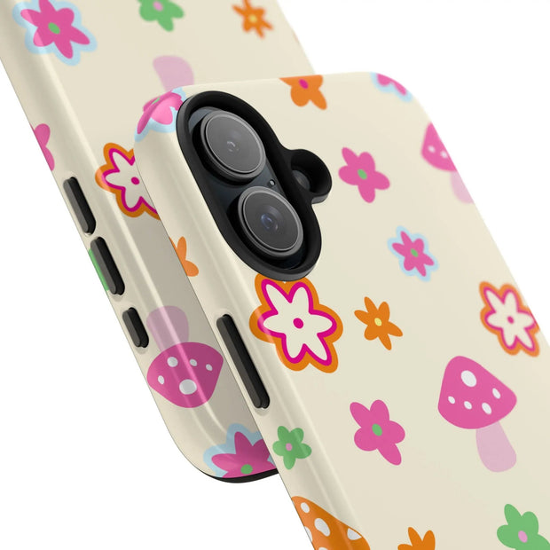 Retro Mushroom Flower Power Tough Phone Case LavenderCeleste