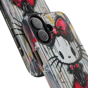 Goth Bow Cat Graffiti Pop Art Tough Phone Case LavenderCeleste