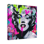 Marilyn Monroe Graffiti Matte Canvas – Neon Pop Art Street Style Wall Decor - LavenderCeleste