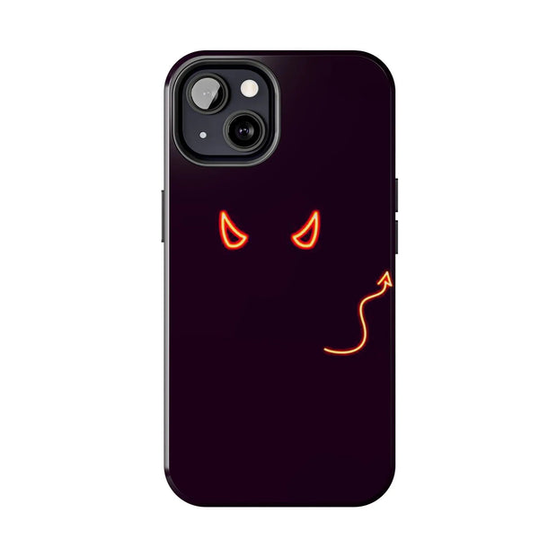 Neon Devil Eyes Tough Phone Case – Minimal Dark Glow Aesthetic Printify