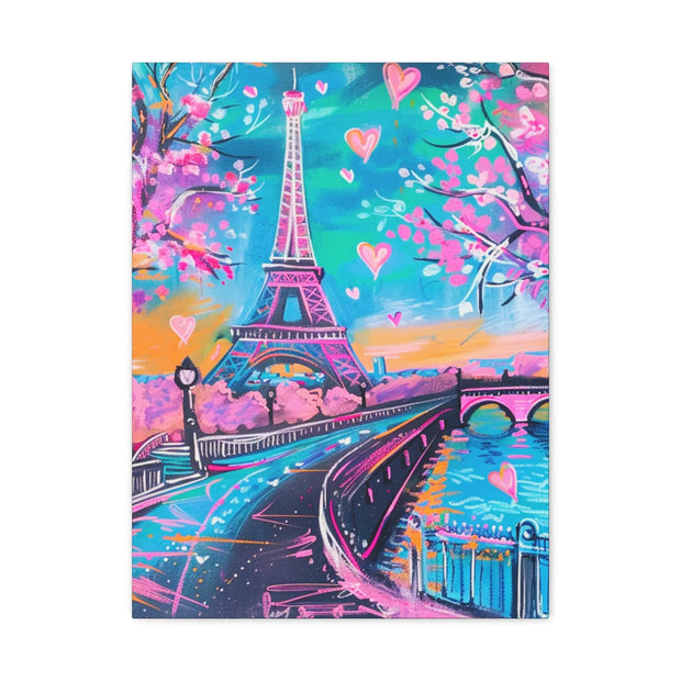 Pink Paris Eiffel Tower Dreamy Matte Canvas Art LavenderCeleste