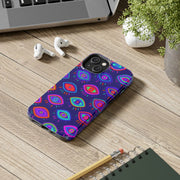 Trippy Neon Evil Eye Protective Tough Phone Case LavenderCeleste