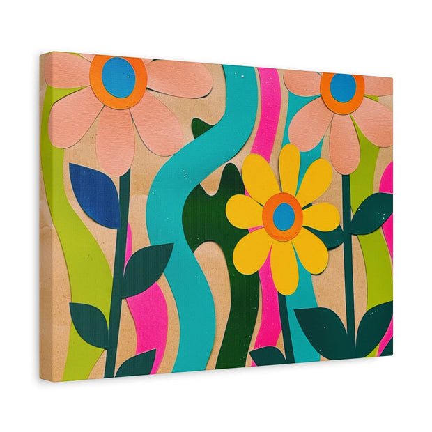 Groovy Paper Cut Flower Matte Canvas Art Printify
