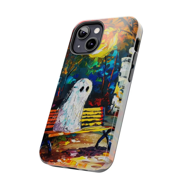 Lonely Ghost Tough Phone Case – Abstract Fall Park Bench Painting