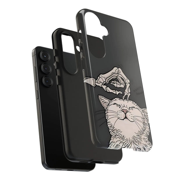 Skeleton Scratch Cat Gothic Humor Tough Phone Case LavenderCeleste