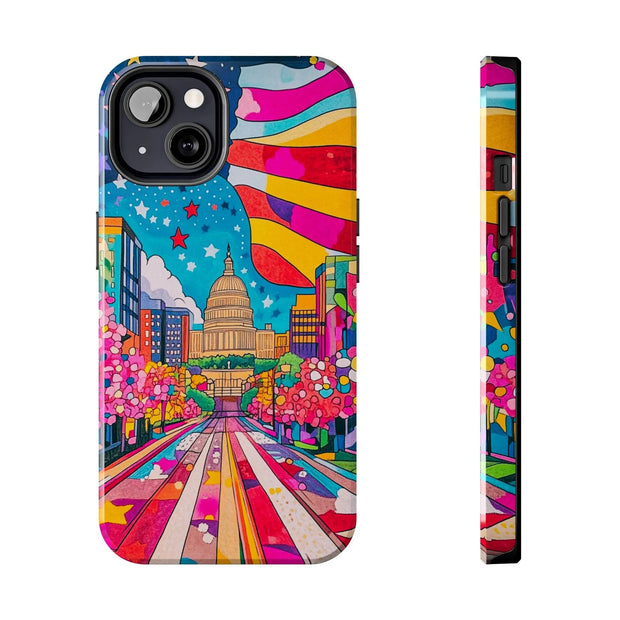 Washington DC Psychedelic Capitol Rainbow Tough Phone Case LavenderCeleste