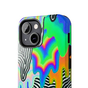 Trippy Technicolor Drip Retro Tough Phone Case LavenderCeleste