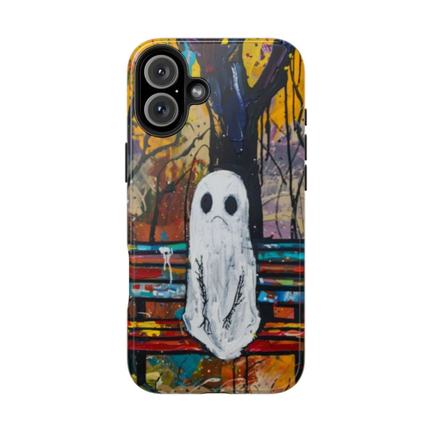 Sad Ghost on Park Bench Abstract Art Phone Case LavenderCeleste