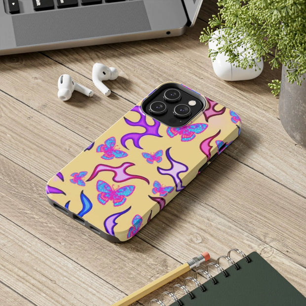 Y2K Butterfly Flames Retro Tough Phone Case LavenderCeleste