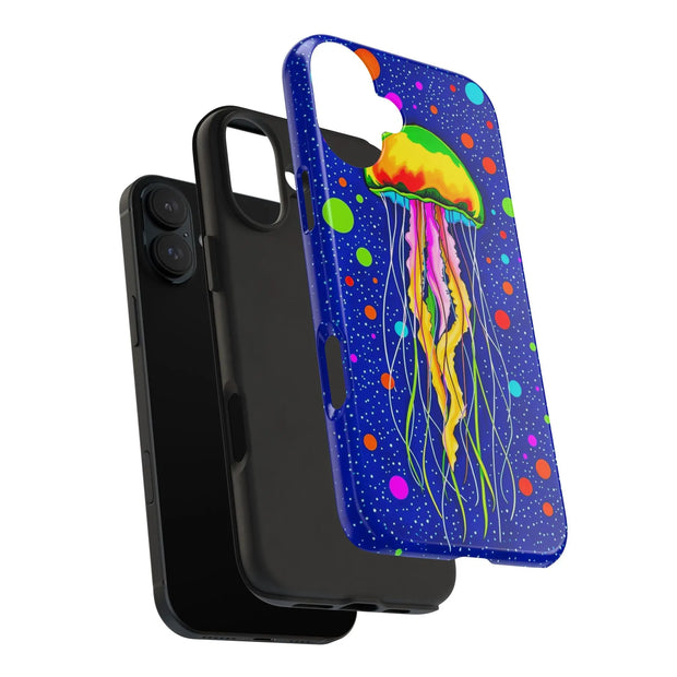 Vibrant Neon Jellyfish Cosmic Sea Tough Phone Case