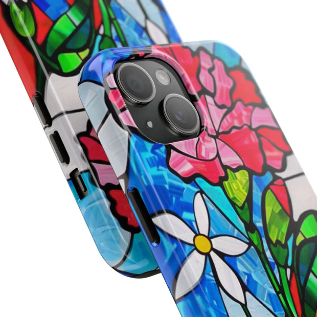 January Carnation Stained Glass Birth Flower Tough Phone Case