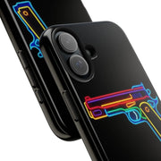 Neon Rainbow Gun Tough Phone Case – Bold Retro Vaporwave Aesthetic LavenderCeleste