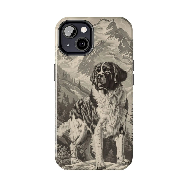 Saint Bernard Toile de Jouy Vintage Tough Phone Case LavenderCeleste