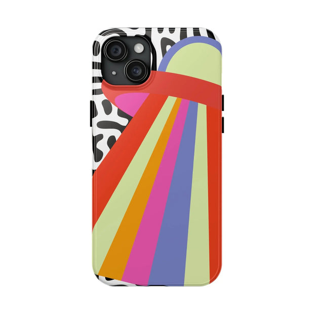 Retro Mod UFO Rainbow Beam Tough Phone Case LavenderCeleste