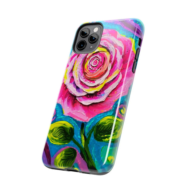 Vibrant Pink Rose Abstract Tough Phone Case LavenderCeleste