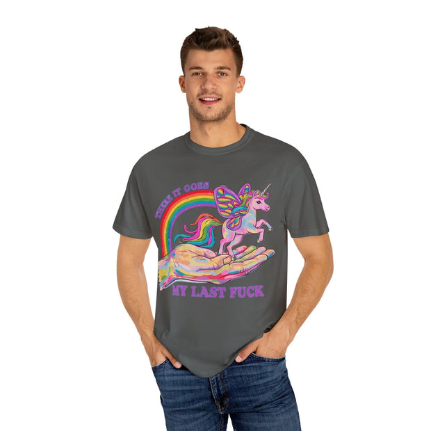 There It Goes My Last Fuck Funny Unicorn Comfort Colors Tee LavenderCeleste