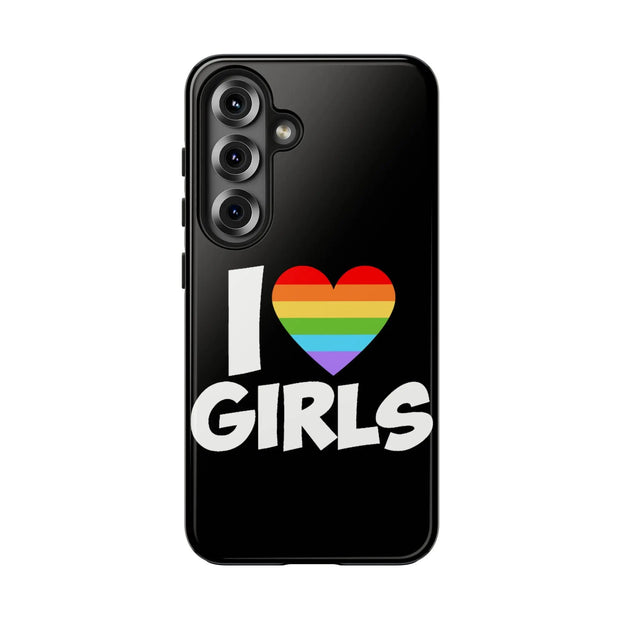 I Love Girls Pride Tough Phone Case – LGBTQ+ Rainbow Heart Design
