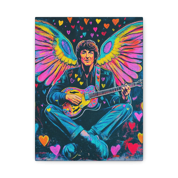 Psychedelic Guitar Angel Matte Canvas Art LavenderCeleste
