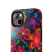 Neon Crochet Floral Tough Phone Case – Vibrant Retro Handmade Pattern Printify