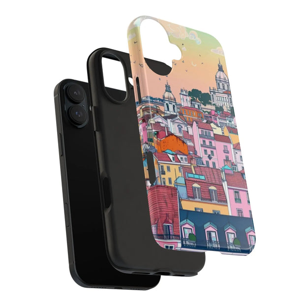 Lisbon Portugal Tough Phone Case – Pastel City Skyline Aesthetic