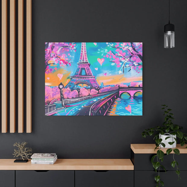 Pink Paris Eiffel Tower Dreamy Matte Canvas Art LavenderCeleste