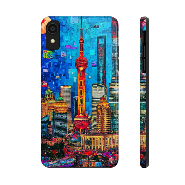 Shanghai Skyline Collage Pop Art Tough Phone Case LavenderCeleste
