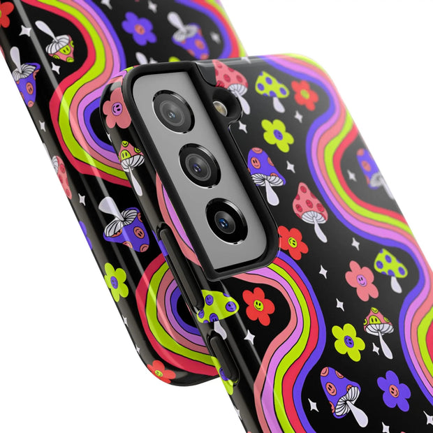 Groovy Mushroom Rainbow Tough Phone Case LavenderCeleste