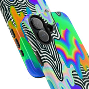 Trippy Technicolor Drip Retro Tough Phone Case LavenderCeleste
