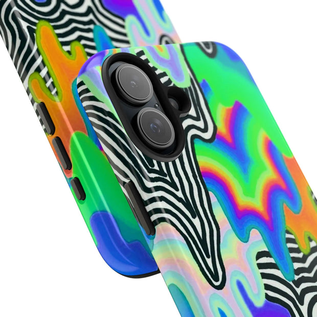 Trippy Technicolor Drip Retro Tough Phone Case LavenderCeleste