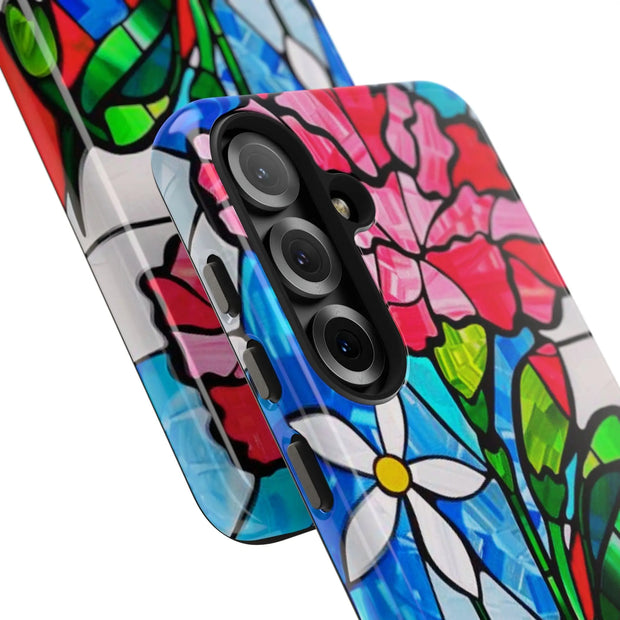 January Carnation Stained Glass Birth Flower Tough Phone Case