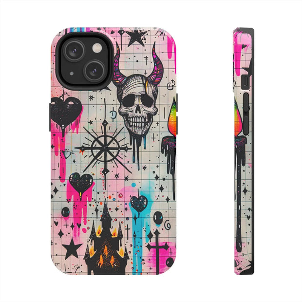 Skull Occult Neon Drip Pastel Goth Tough Phone Case LavenderCeleste