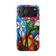 January Carnation Stained Glass Birth Flower Tough Phone Case