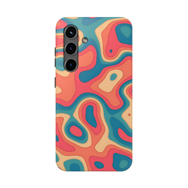 Retro Coral Abstract Mid-Century Tough Phone Case LavenderCeleste