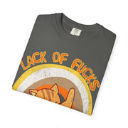 Lack of Fucks Retro Cat Comfort Colors Tee – Funny Lazy Cat Graphic