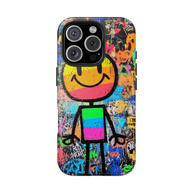 Rainbow Graffiti Smiley Tough Phone Case LavenderCeleste