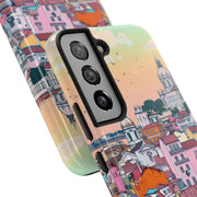 Lisbon Portugal Tough Phone Case – Pastel City Skyline Aesthetic