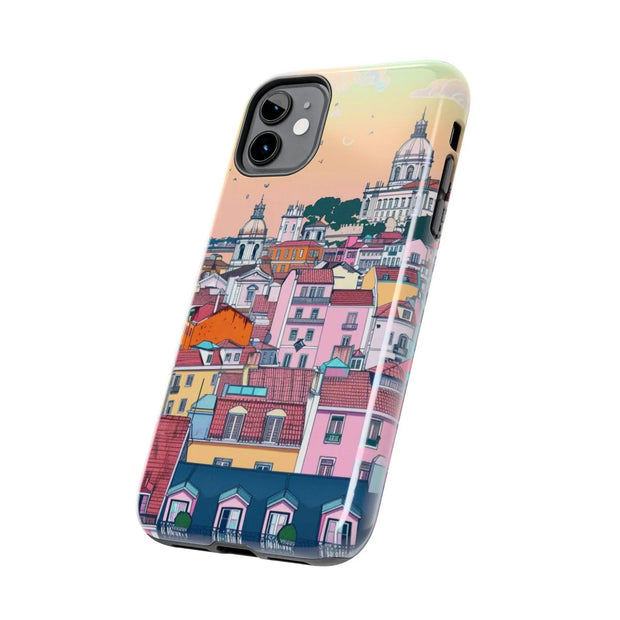 Lisbon Portugal Tough Phone Case – Pastel City Skyline Aesthetic