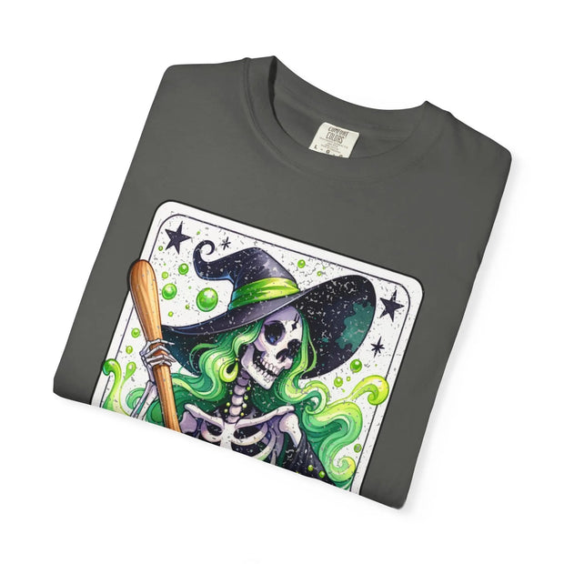 The Shit Stirrer Witch Skeleton Comfort Colors Tee LavenderCeleste