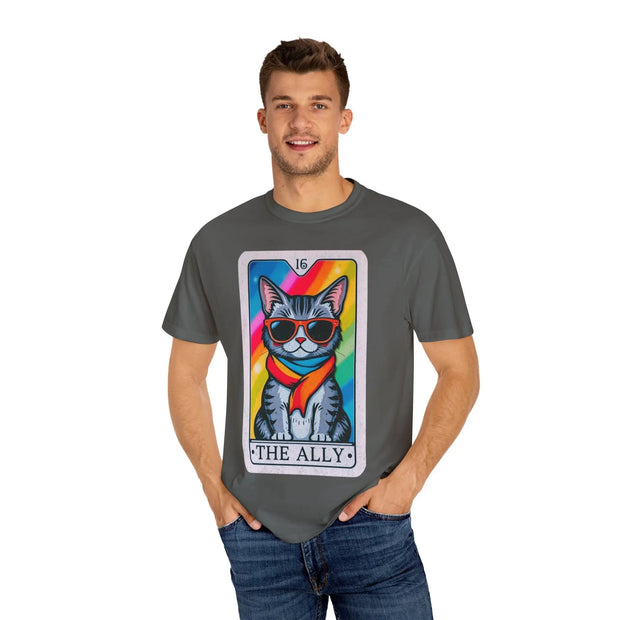 The Ally Pride Cat Tarot Comfort Colors Tee LavenderCeleste