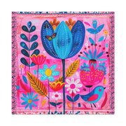 Whimsical Pink Blue Floral Matte Canvas Art - LavenderCeleste