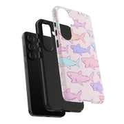 Pastel Shark Pattern Tough Phone Case LavenderCeleste