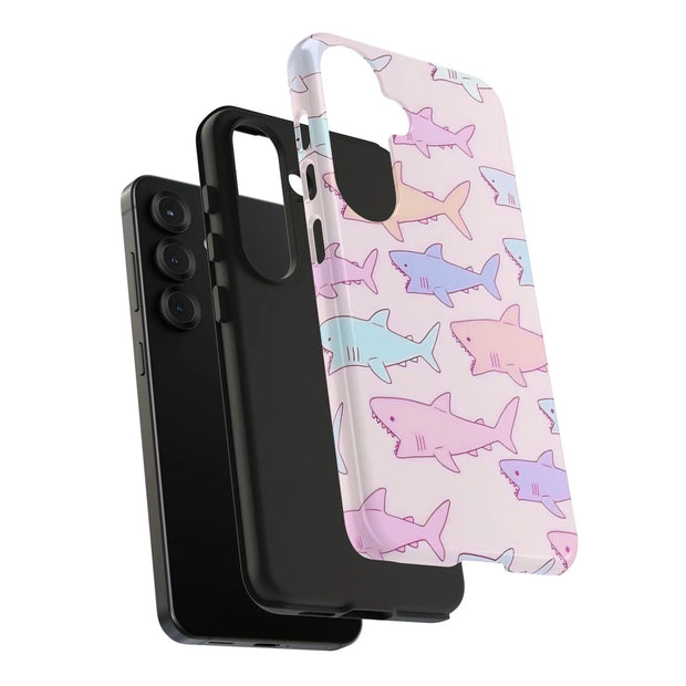 Pastel Shark Pattern Tough Phone Case LavenderCeleste