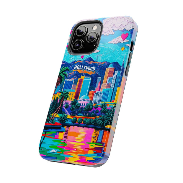 Los Angeles Hollywood Skyline Tough Phone Case – Vibrant Pop Art City Design - LavenderCeleste