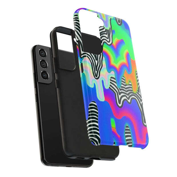 Trippy Technicolor Drip Retro Tough Phone Case LavenderCeleste