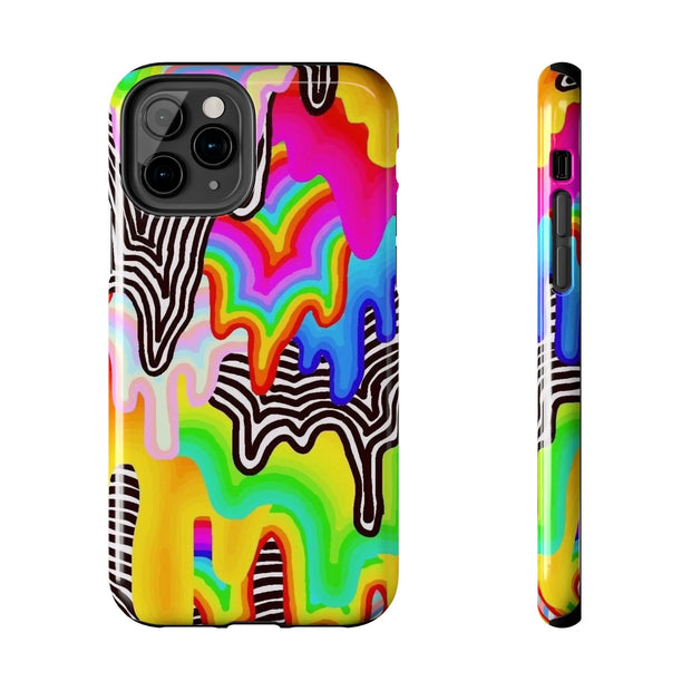 Psychedelic Rainbow Drip Tough Phone Case LavenderCeleste