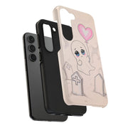 Sad Ghost with Heart Balloon Kawaii Tough Phone Case LavenderCeleste