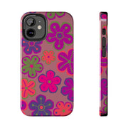 Retro Neon Groovy Flowers Tough Phone Case – 70s Psychedelic Floral Pattern Printify