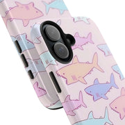 Pastel Shark Pattern Tough Phone Case LavenderCeleste